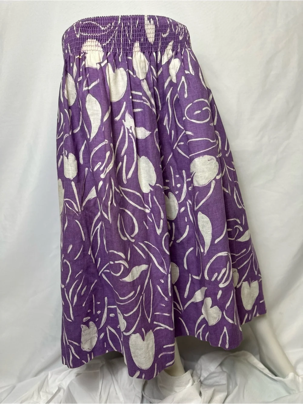 VINTAGE CAMPUS CASUALS BRAND SIZE LARGE PURPLE & WHITE MAXI SKIRT - Picture 2 of 4
